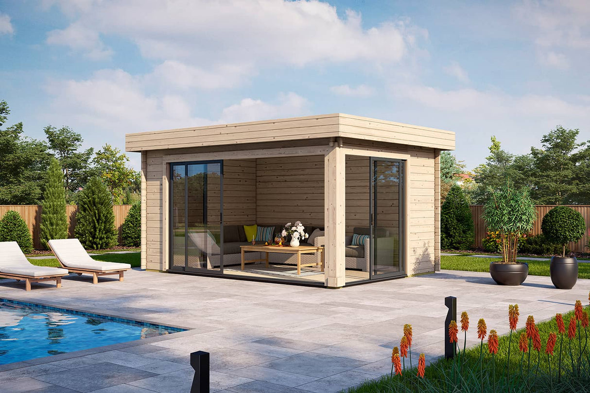 Casa Lignea Gartenhaus Modell Designlounge 44 A mit Fußboden offen
