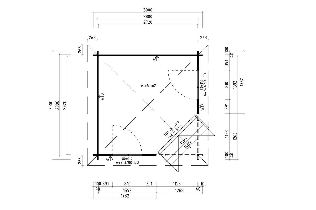 Casa Lignea 5-Eck Gartenhaus Modell Madrid 280 x 280 cm Grundriss