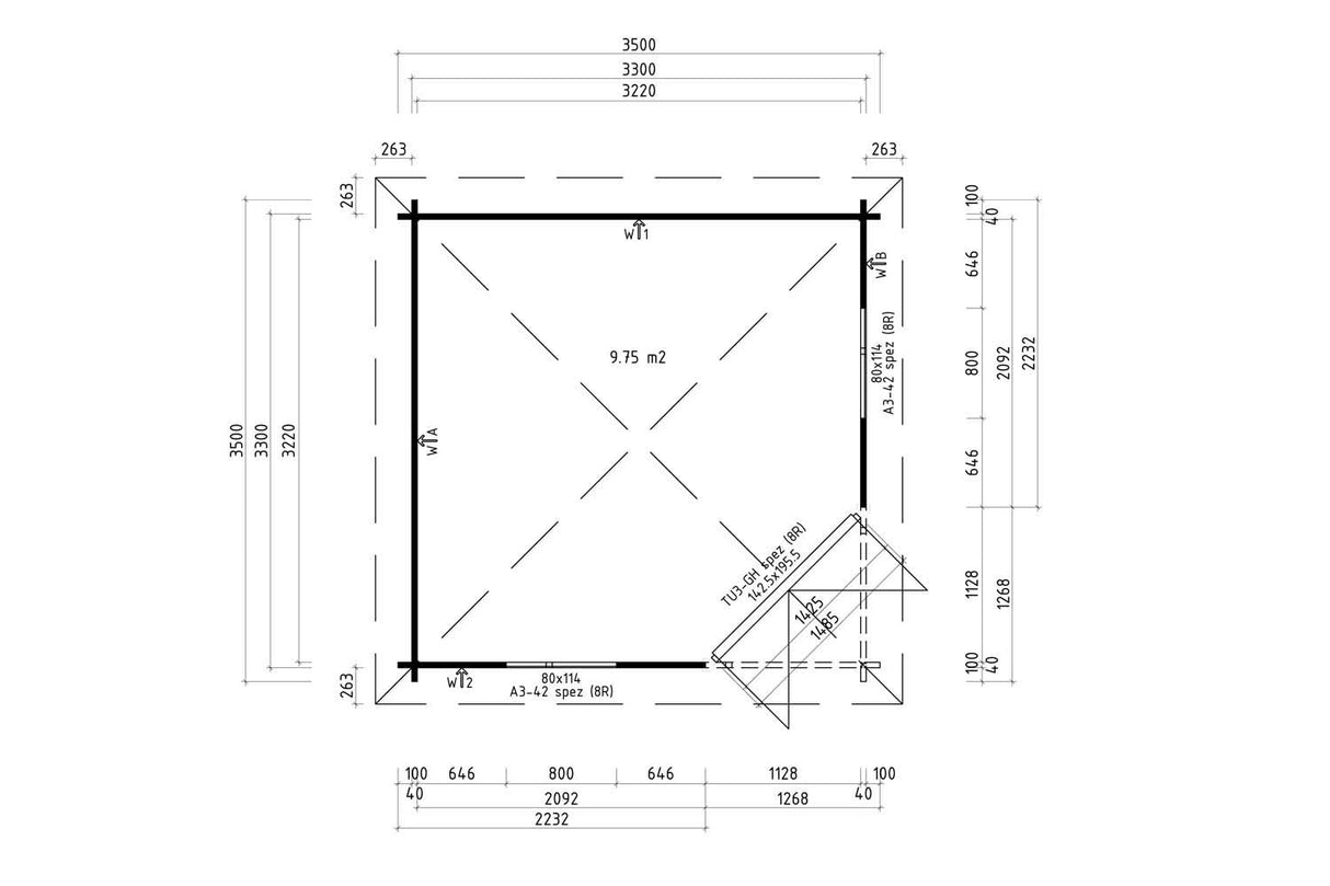 Casa Lignea 5-Eck Gartenhaus Modell Madrid 330 x 330 cm