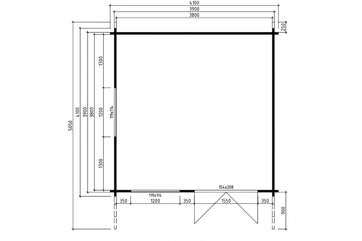 Casa Lignea Gartenhaus Modell Carl 390x390 cm Grundriss