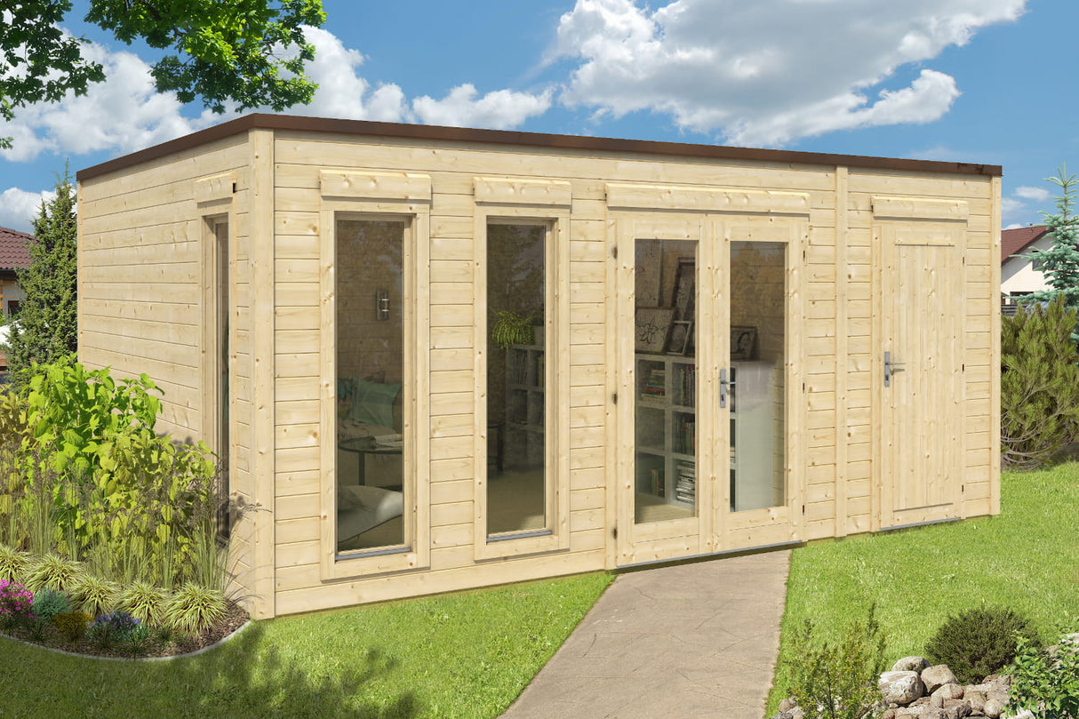 Casa Lignea Gartenhaus Modell Largum Natur mit Anbau