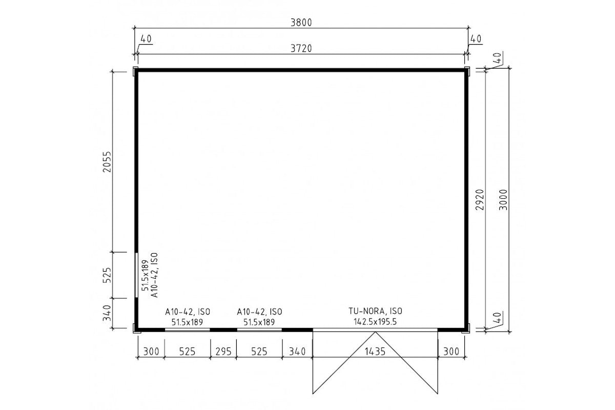 Casa Lignea Gartenhaus Modell Largum 380x300 cm Grundriss
