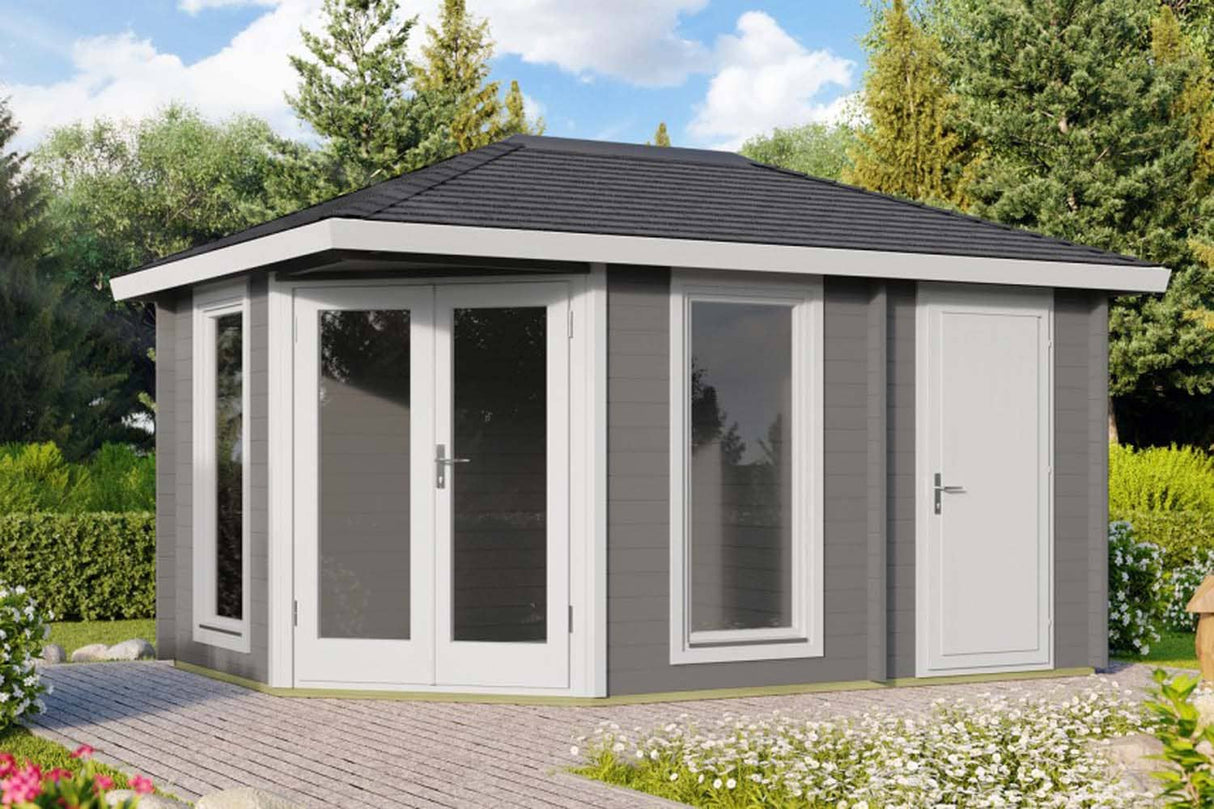 Casa Lignea 5-Eck Gartenhaus Modell Milano-40 Modern Farbbeispiel