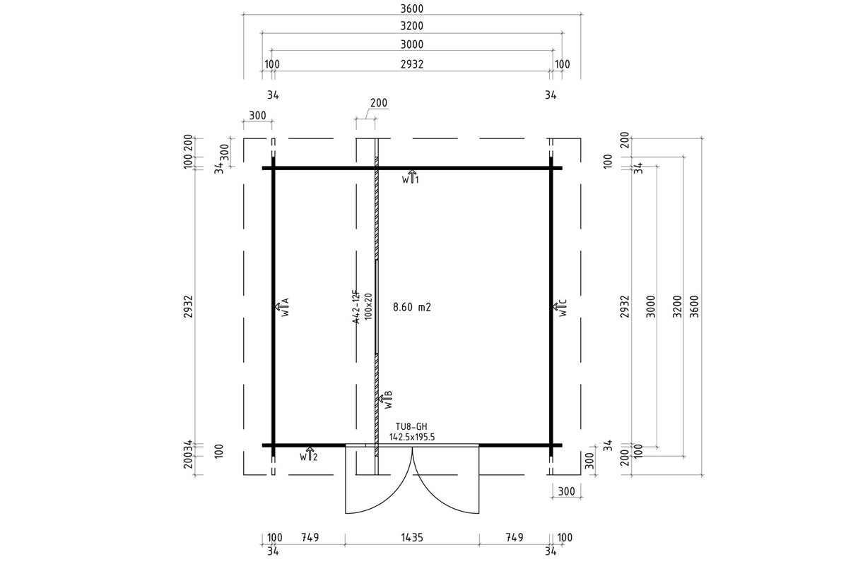Casa Lignea Gartenhaus Modell Nordic B Grundriss