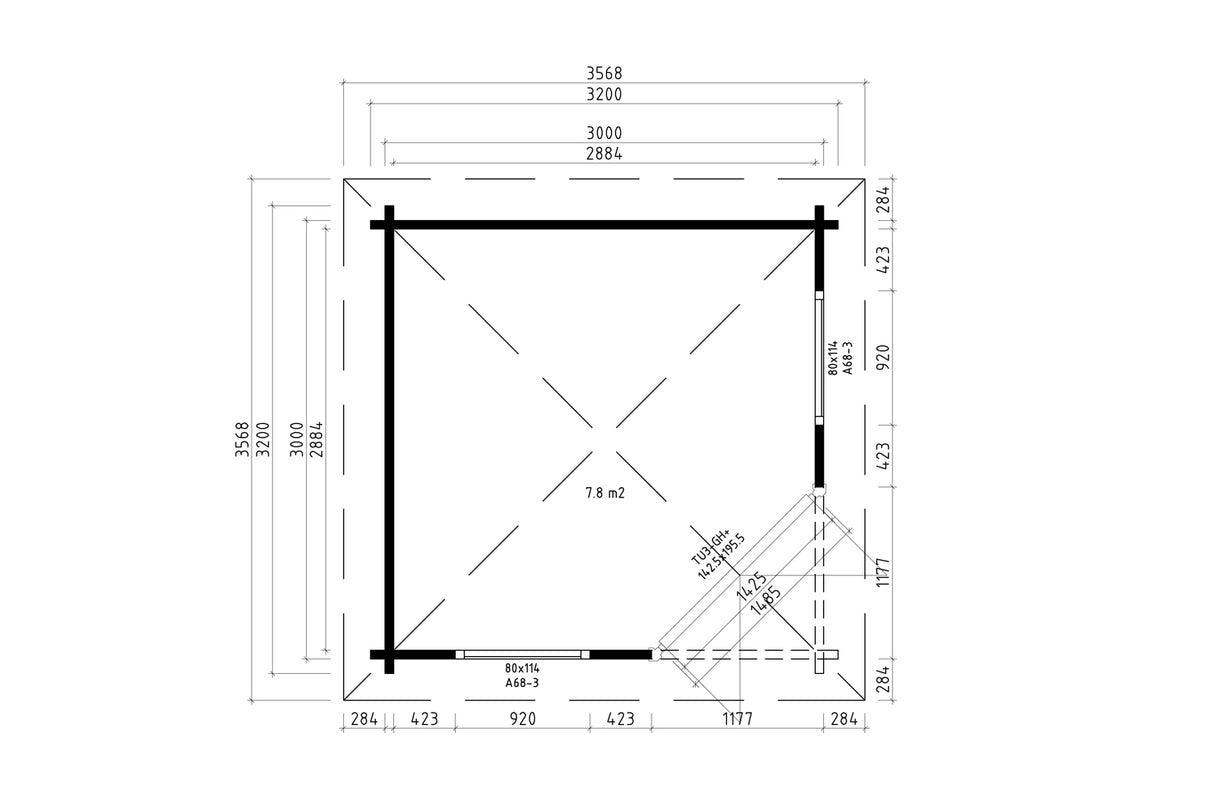 Casa Lignea 5-Eck Gartenhaus Modell Rom Grundriss