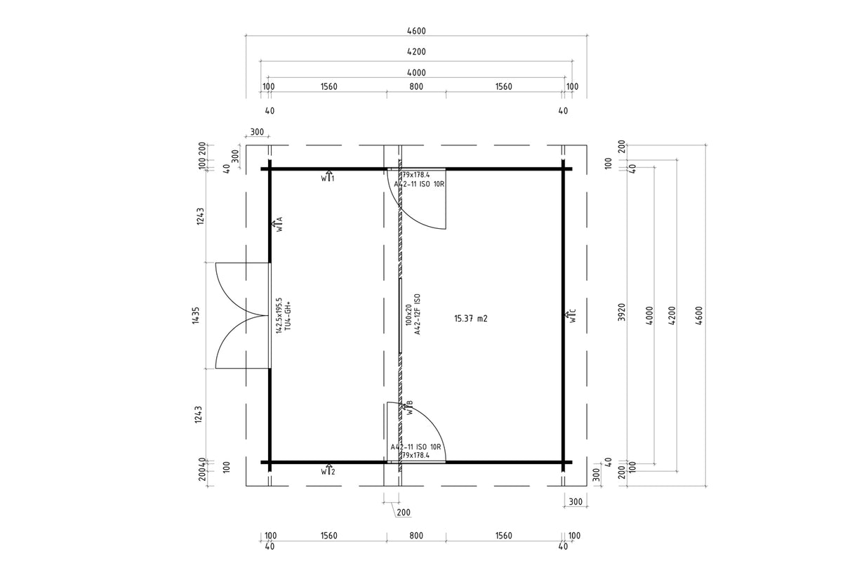 Casa Lignea Gartenhaus Modell Scandic 40 mm Iso Grundriss