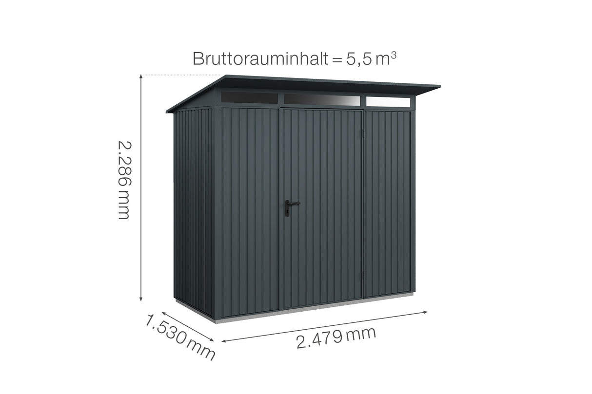Hörmann Gerätehaus Modell Berry Classic Typ1 anthrazit Einzeltür Maße