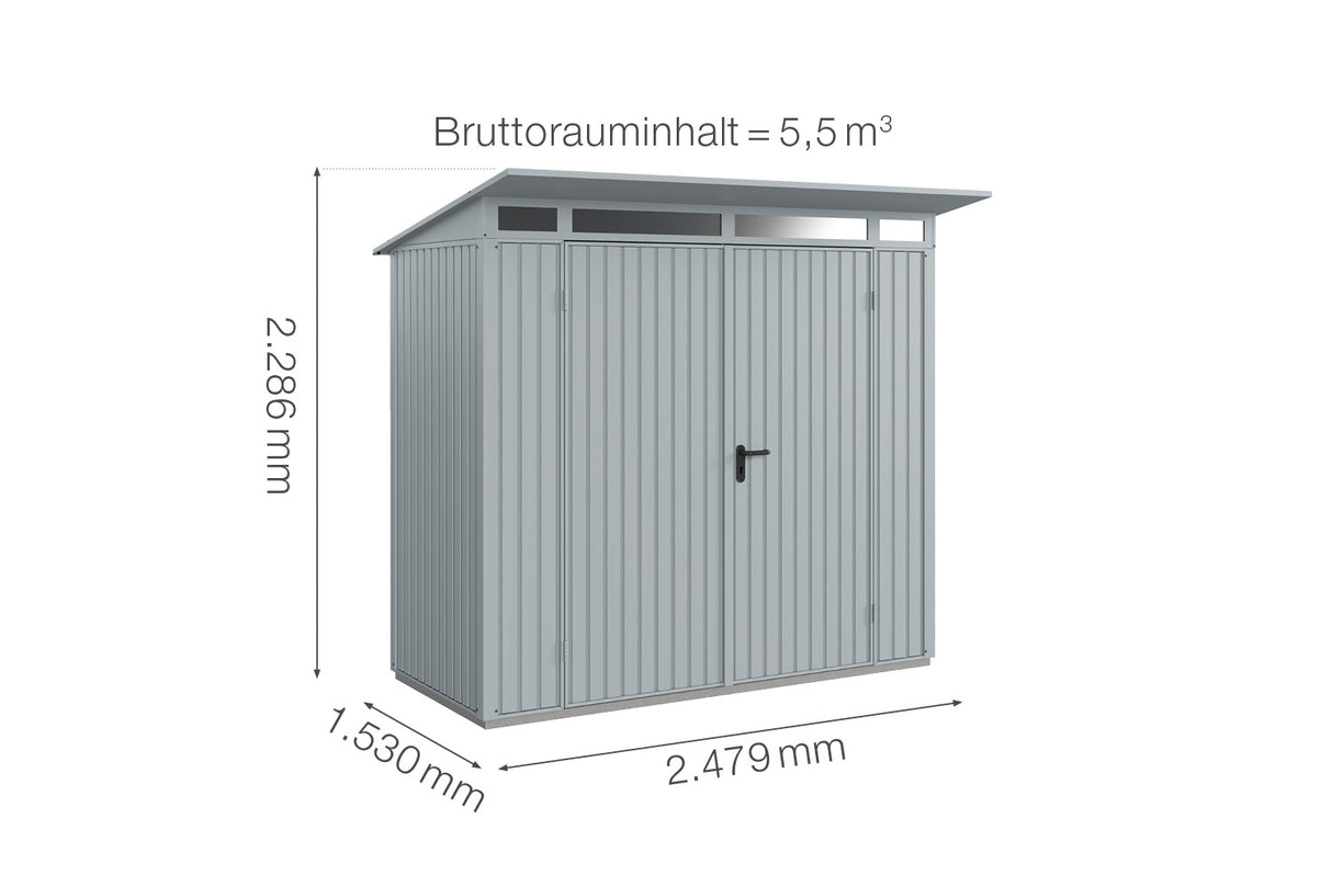 Hörmann Gerätehaus Modell Berry Classic Typ1 fenstergrau Doppeltür Maße