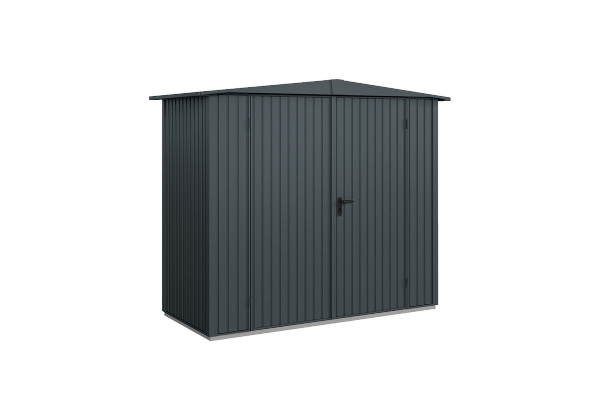 Hörmann Gerätehaus Modell Berry Classic Typ1 Satteldach anthrazit Doppeltür freigestellt