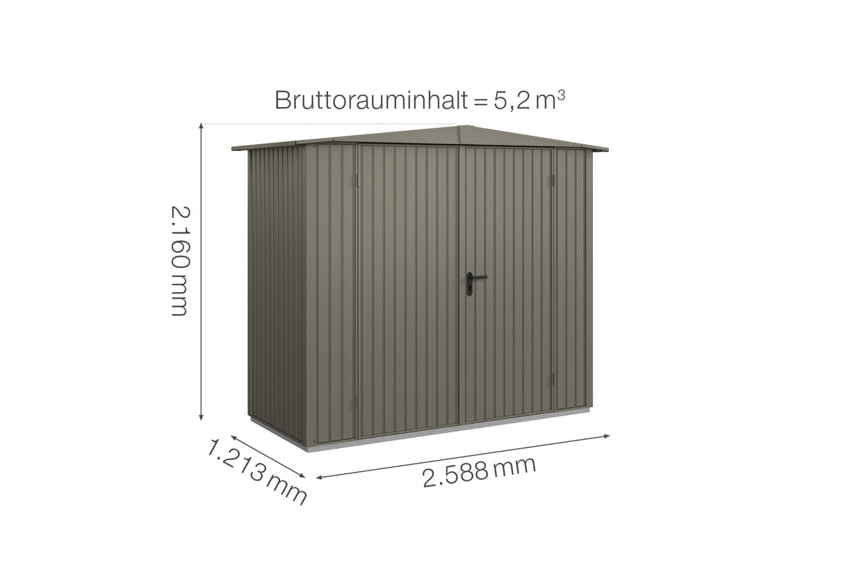 Hörmann Gerätehaus Modell Berry Classic Typ1 Satteldach quarzgrau Doppeltür Maße