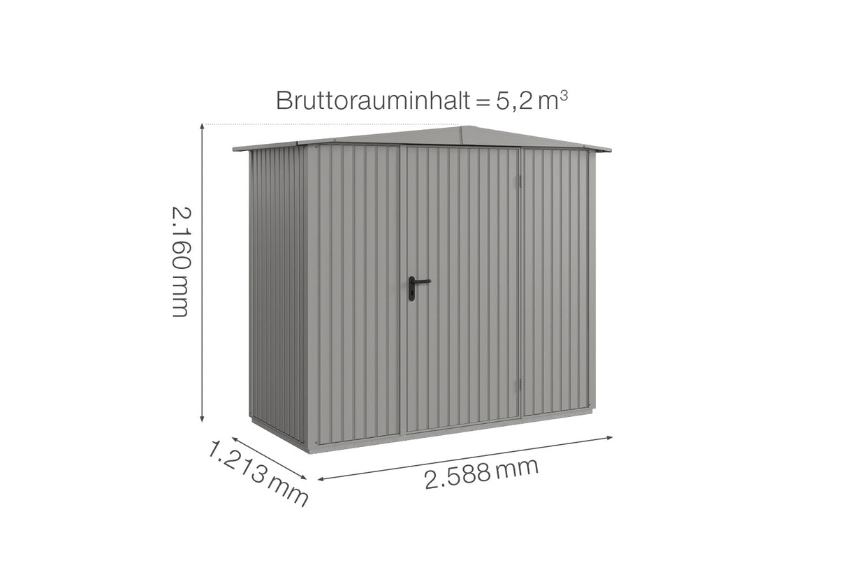 Hörmann Gerätehaus Modell Berry Classic Typ1 Satteldach graualuminium Einzeltür Maße