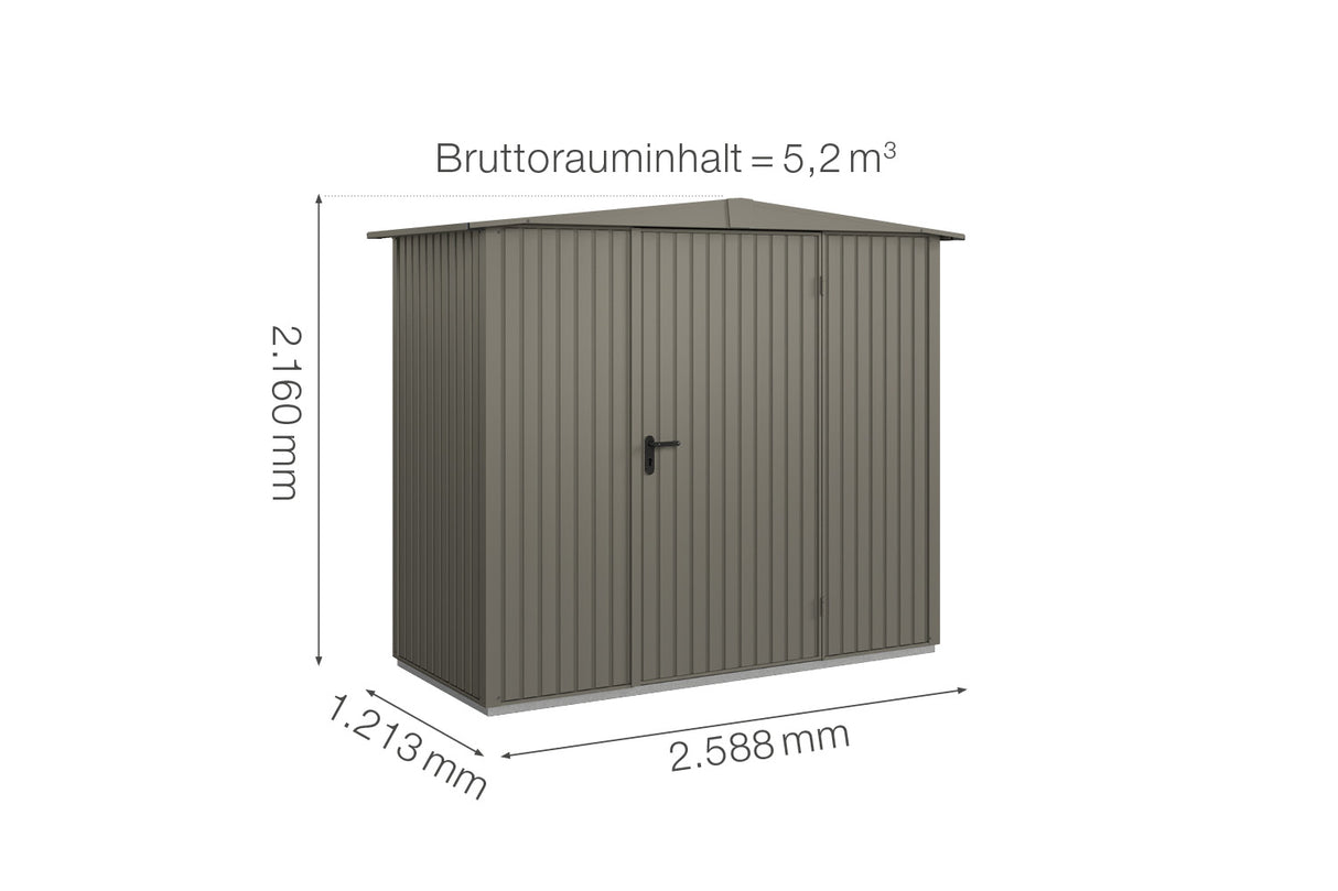 Hörmann Gerätehaus Modell Berry Classic Typ1 Satteldach quarzgrau Einzeltür Maße