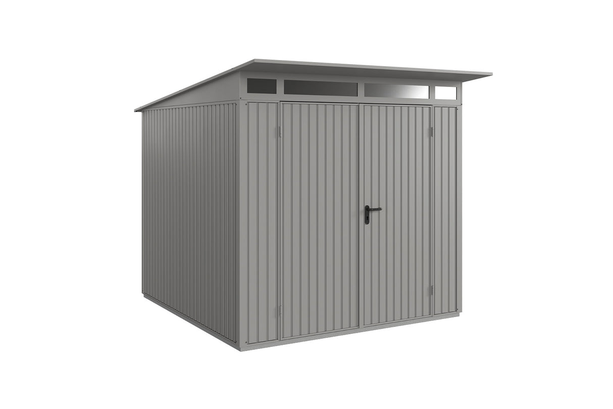 Hörmann Gerätehaus Modell Berry Classic Typ2 graualuminium Doppeltür freigestellt