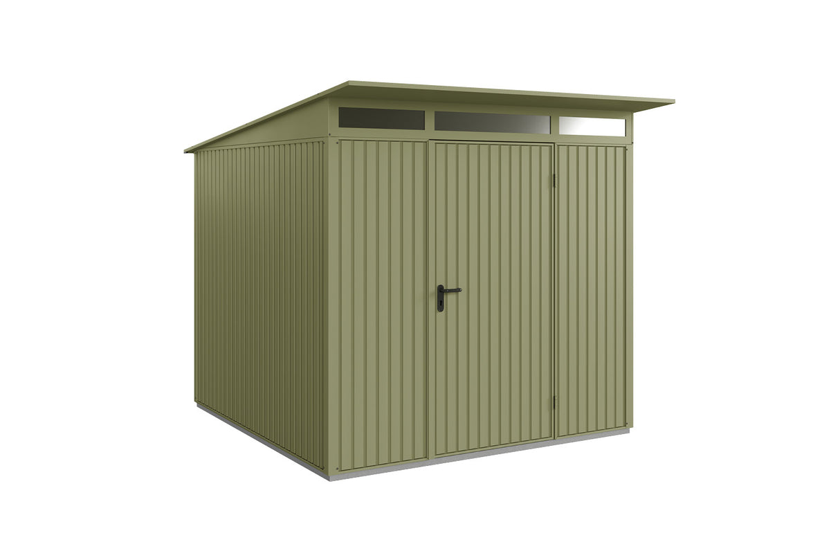 Hörmann Gerätehaus Modell Berry Classic Typ2 schilfgrün Einzeltür freigestellt