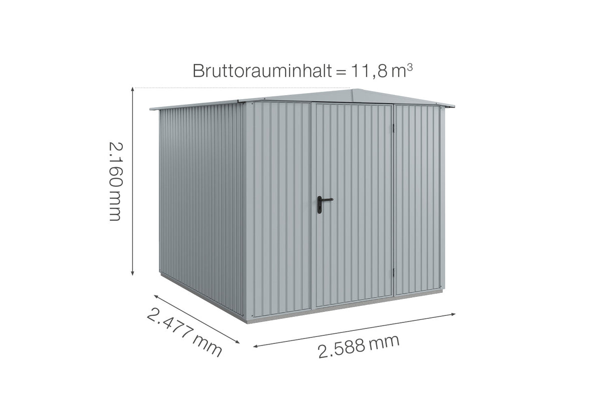 Hörmann Gerätehaus Modell Berry Classic Typ2 Satteldach fenstergrau Einzeltür Maße