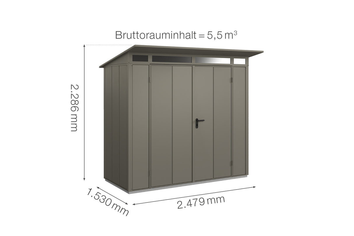 Hörmann Gerätehaus Modell Berry Modern Typ1 quarzgrau Doppeltür Maße