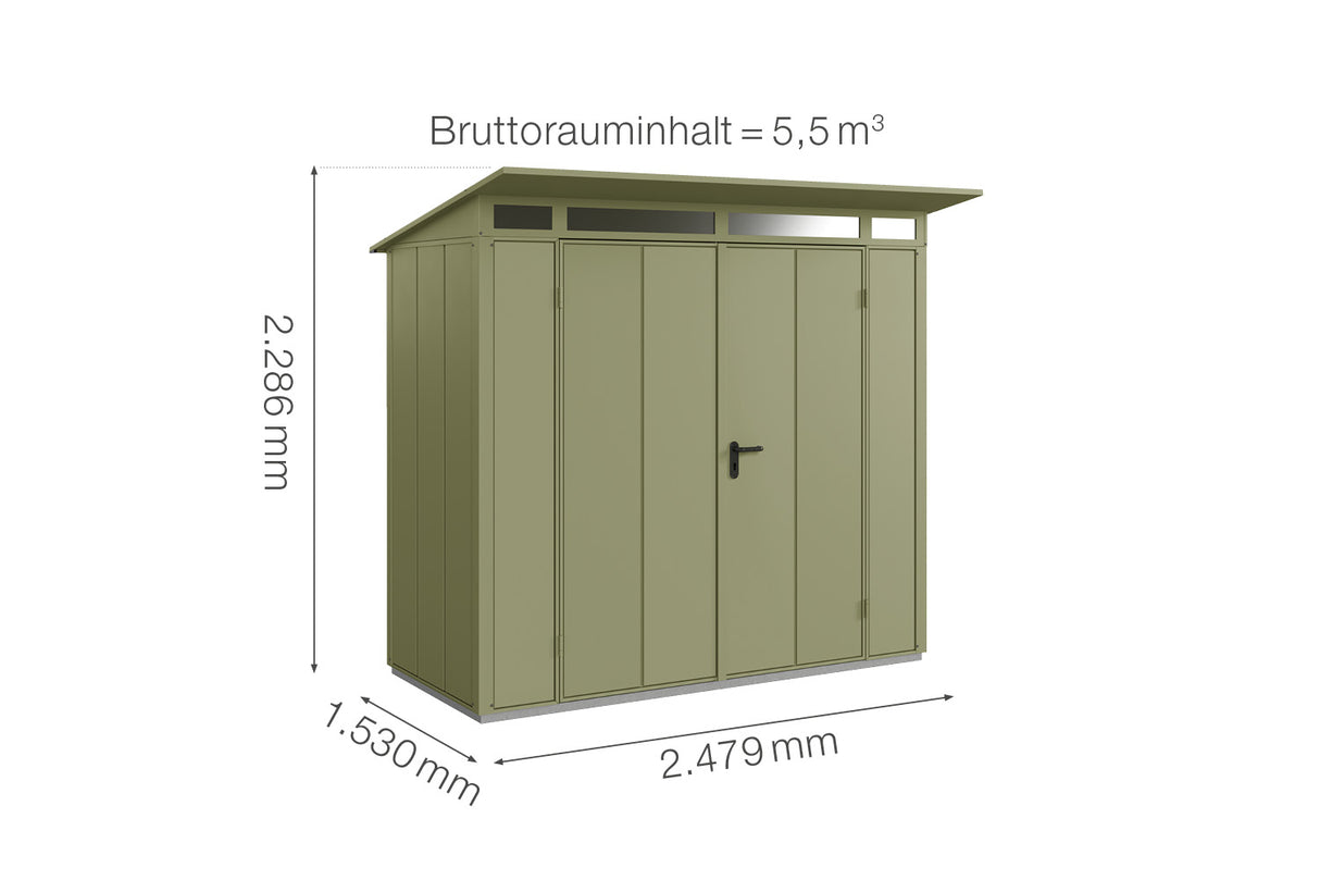 Hörmann Gerätehaus Modell Berry Modern Typ1 schilfgrün Doppeltür Maße