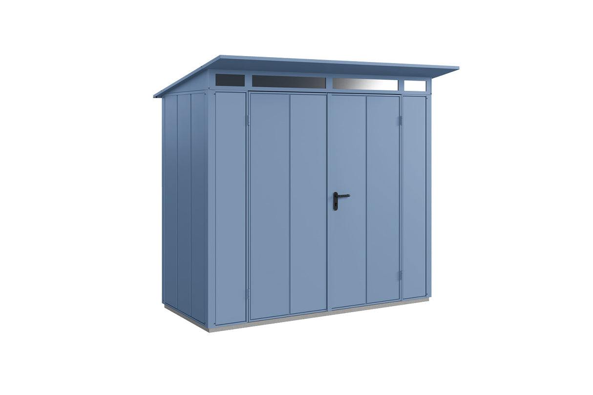 Hörmann Gerätehaus Modell Berry Modern Typ1 taubenblau Doppeltür freigestellt