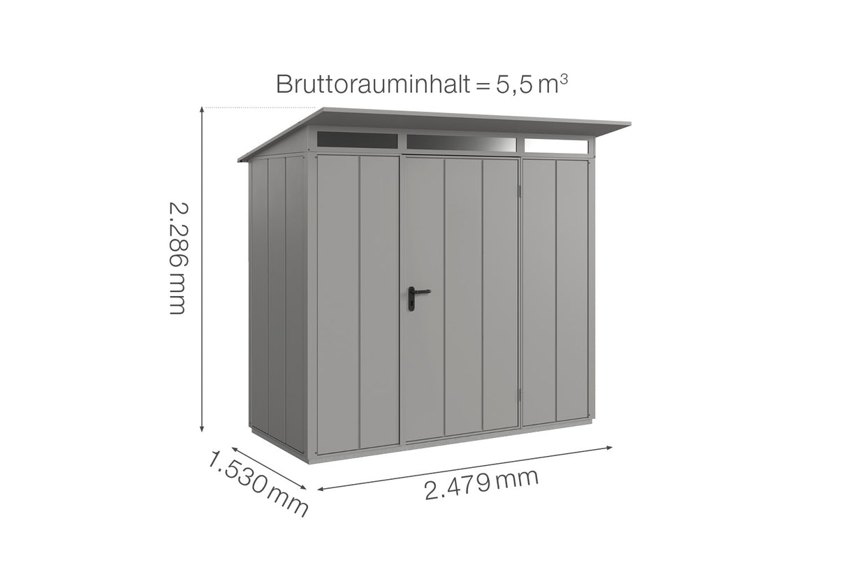 Hörmann Gerätehaus Modell Berry Modern Typ1 graualuminium Einzeltür Maße