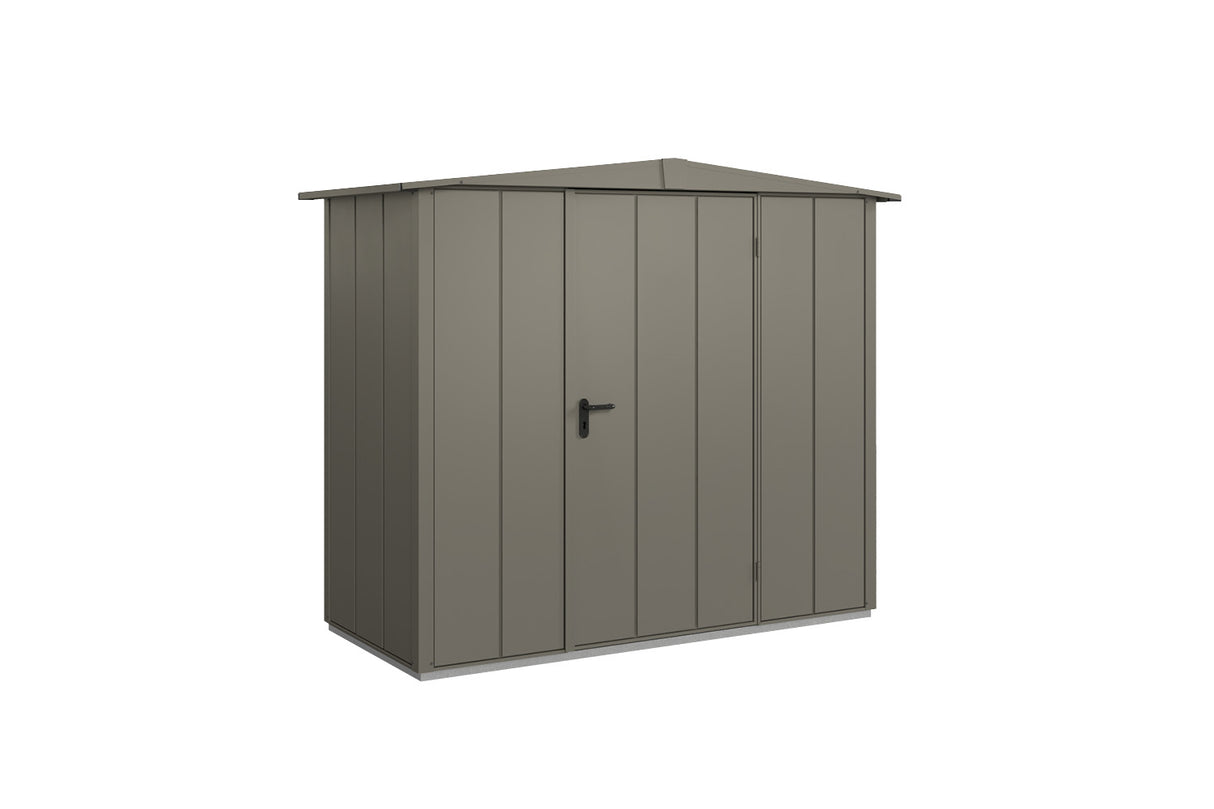 Hörmann Gerätehaus Modell Berry Modern Typ1 Satteldach quarzgrau Einzeltür freigestellt