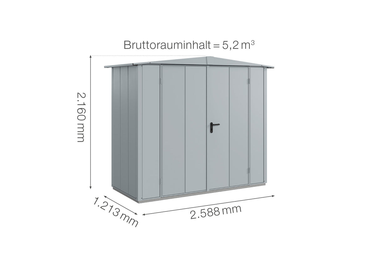 Hörmann Gerätehaus Modell Berry Modern Typ1 Satteldach fenstergrau Doppeltür Maße