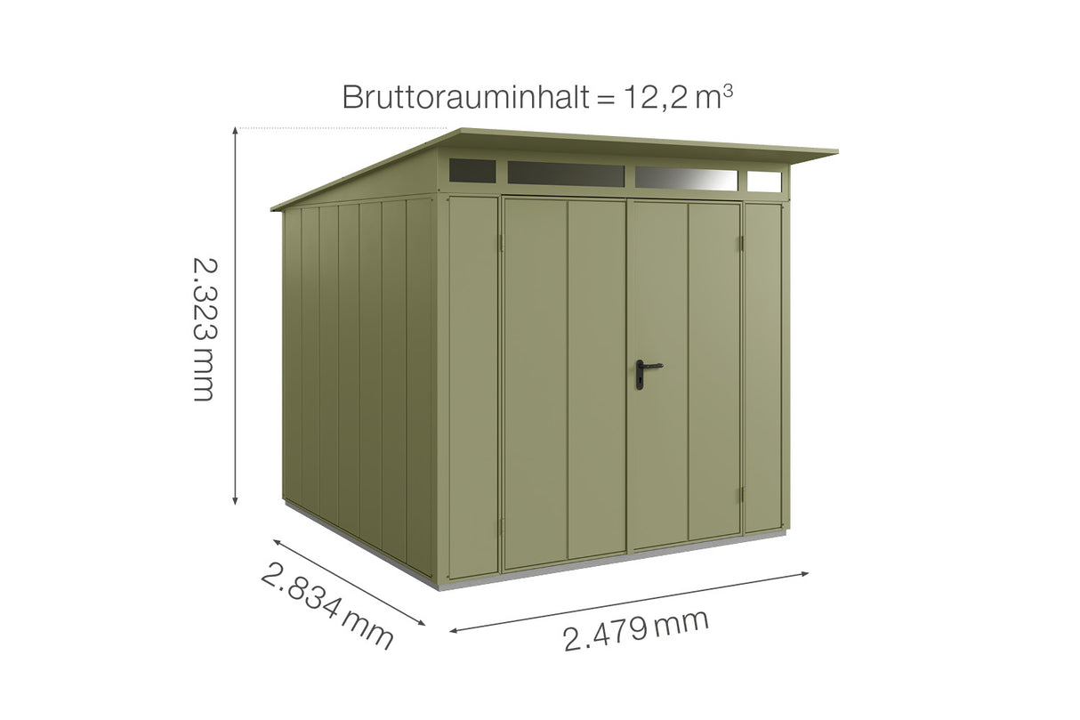Hörmann Gerätehaus Modell Berry Modern Typ2 schilfgrün Doppeltür Maße