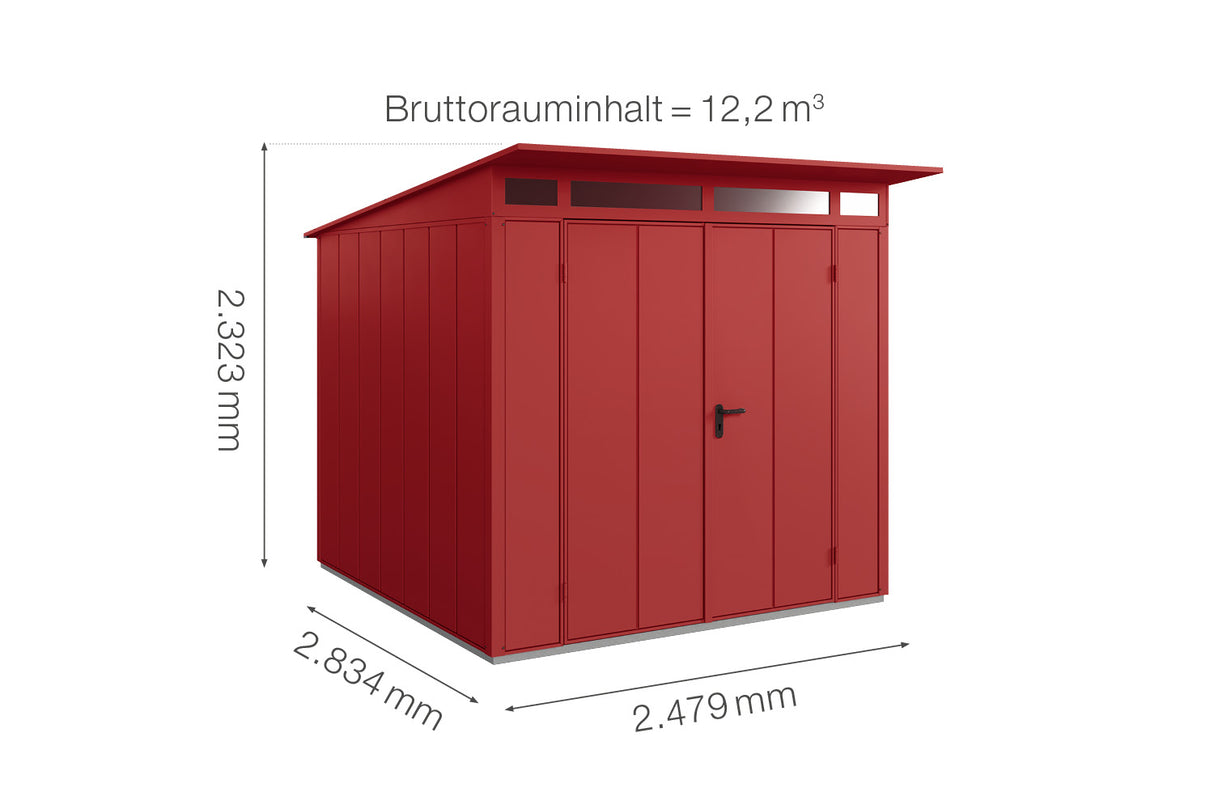 Hörmann Gerätehaus Modell Berry Modern Typ2 purpurrot Doppeltür Maße