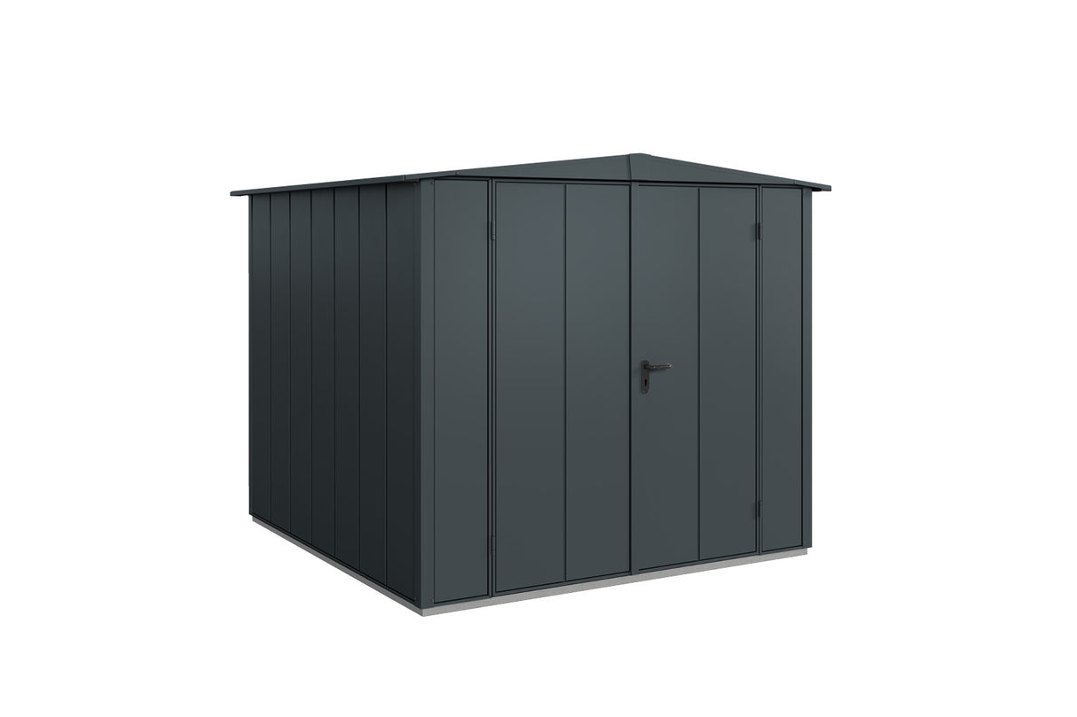 Hörmann Gerätehaus Modell Berry Modern Typ2 Satteldach anthrazit Doppeltür freigestellt