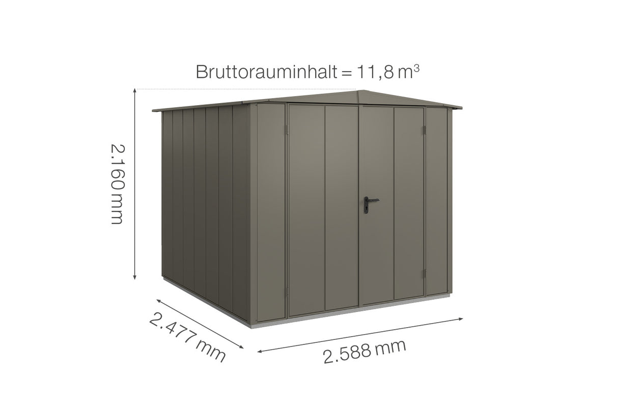 Hörmann Gerätehaus Modell Berry Modern Typ2 Satteldach quarzgrau Doppeltür Maße