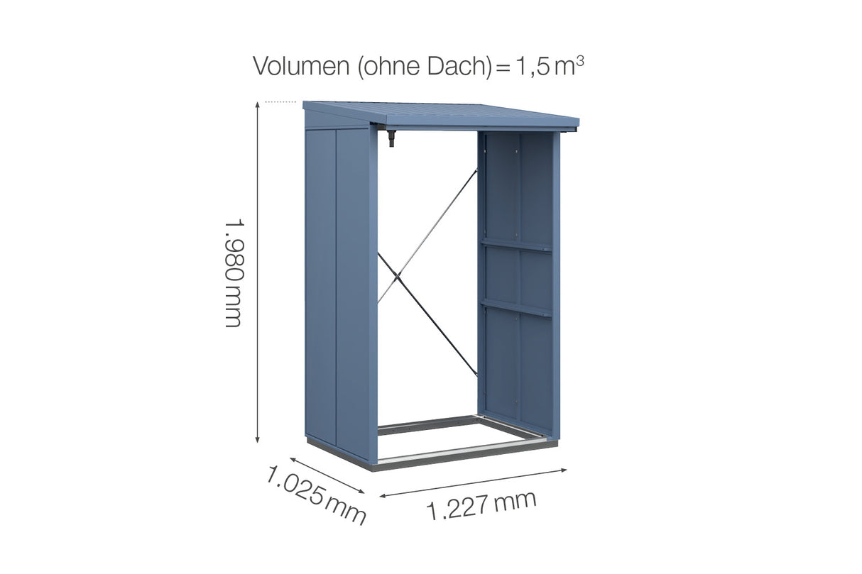 Hörmann Kaminholzregal Modern Typ 1 Taubenblau Masse