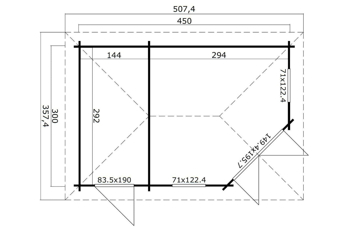 Lasita Maja Gartenhaus Modell Aruba 2B Grundriss Anbau links