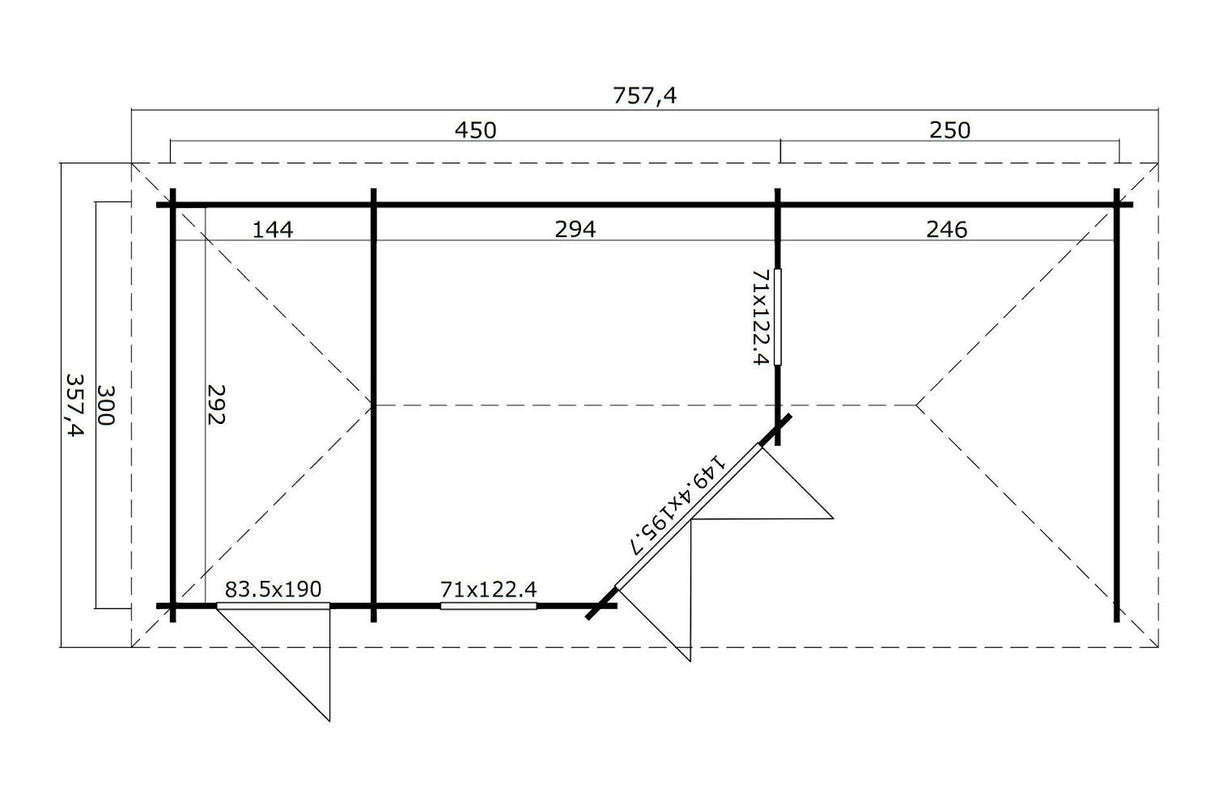 Lasita Maja Gartenhaus Modell Aruba 3B Grundriss