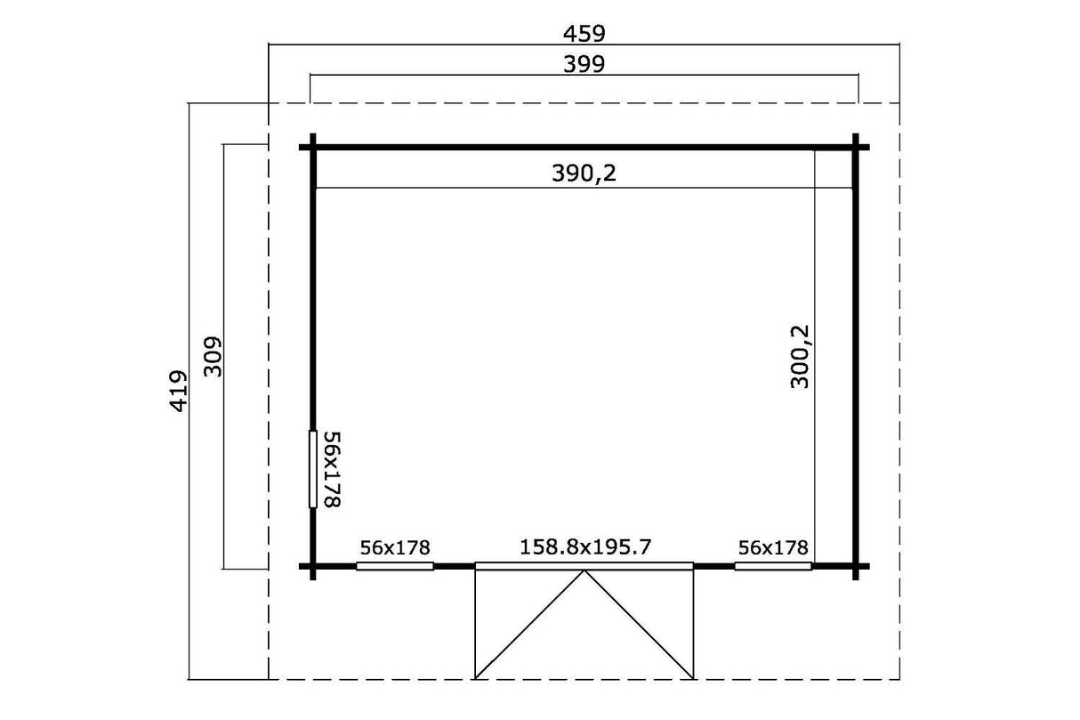 Lasita Maja Gartenhaus Modell Barbados 399 x 309 cm Grundriss