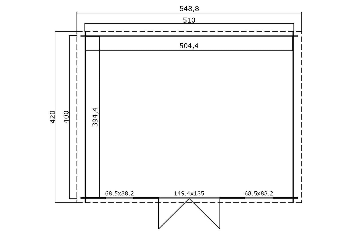 Lasita Maja Gartenhaus Modell Wels 5 510 x 400 cm Grundriss
