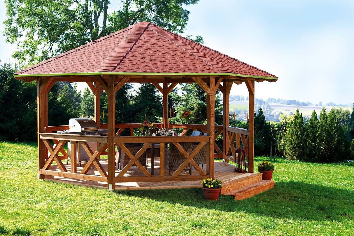 Skan Holz Pavillon Modell Lyon mit Zubehör