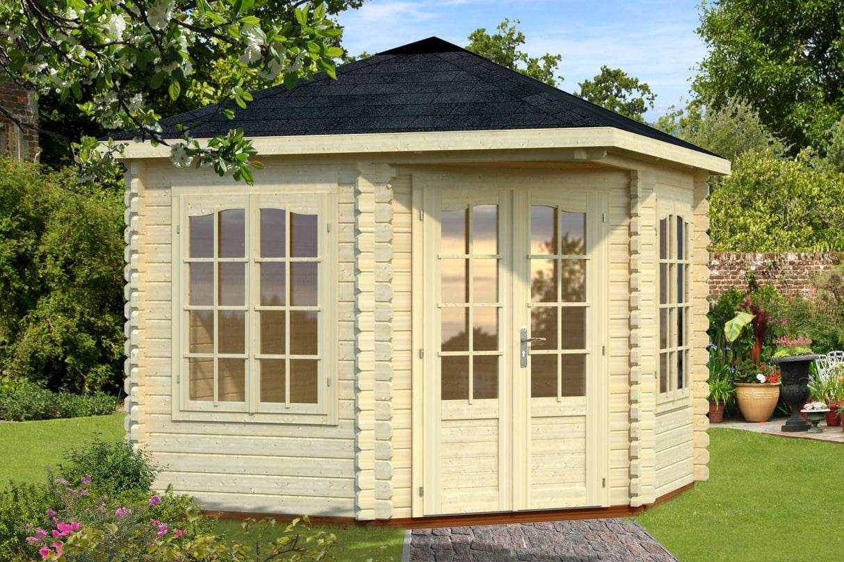Palmako 5-Eck Gartenhaus Modell Melanie 44 280 x 280 cm naturbelassen