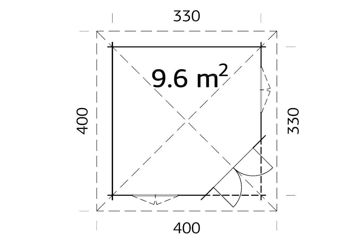 Palmako 5-Eck Gartenhaus Modell Melanie 44 330 x 330 cm Grundriss