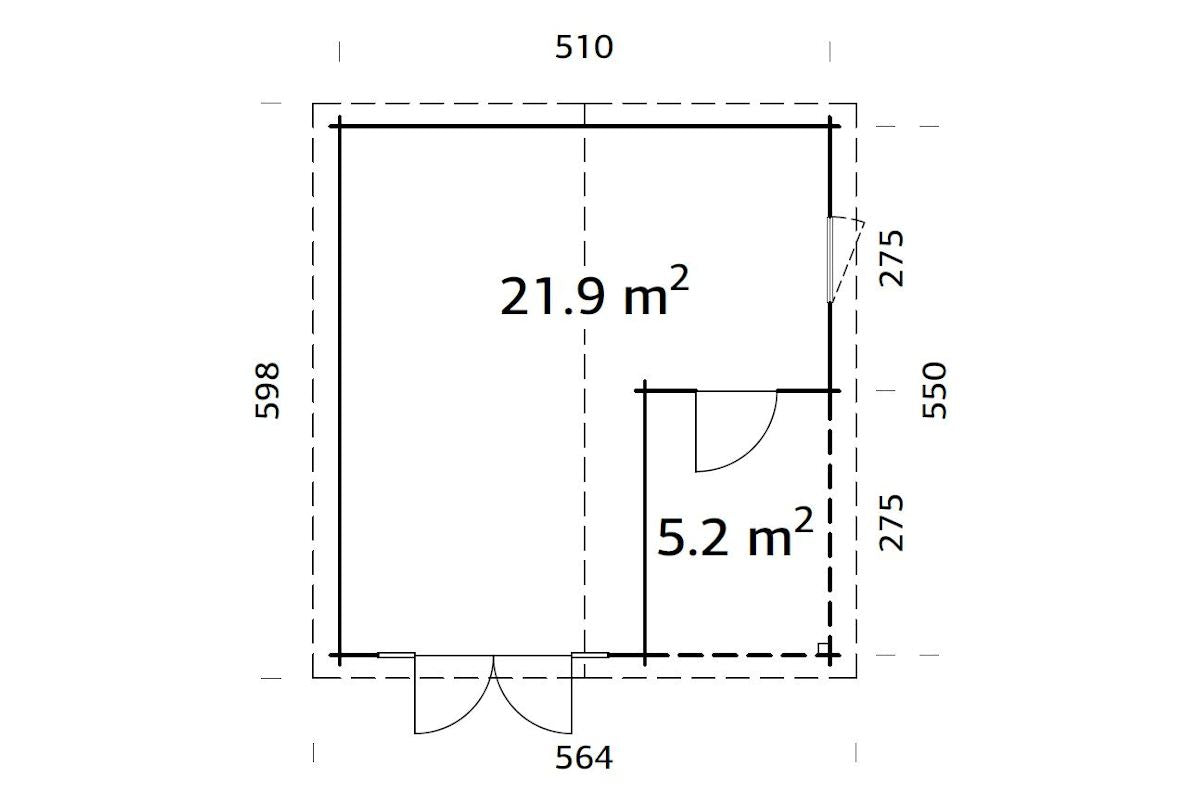 Palmako Gartenhaus Modell Irene 510 x 550 cm Grundriss