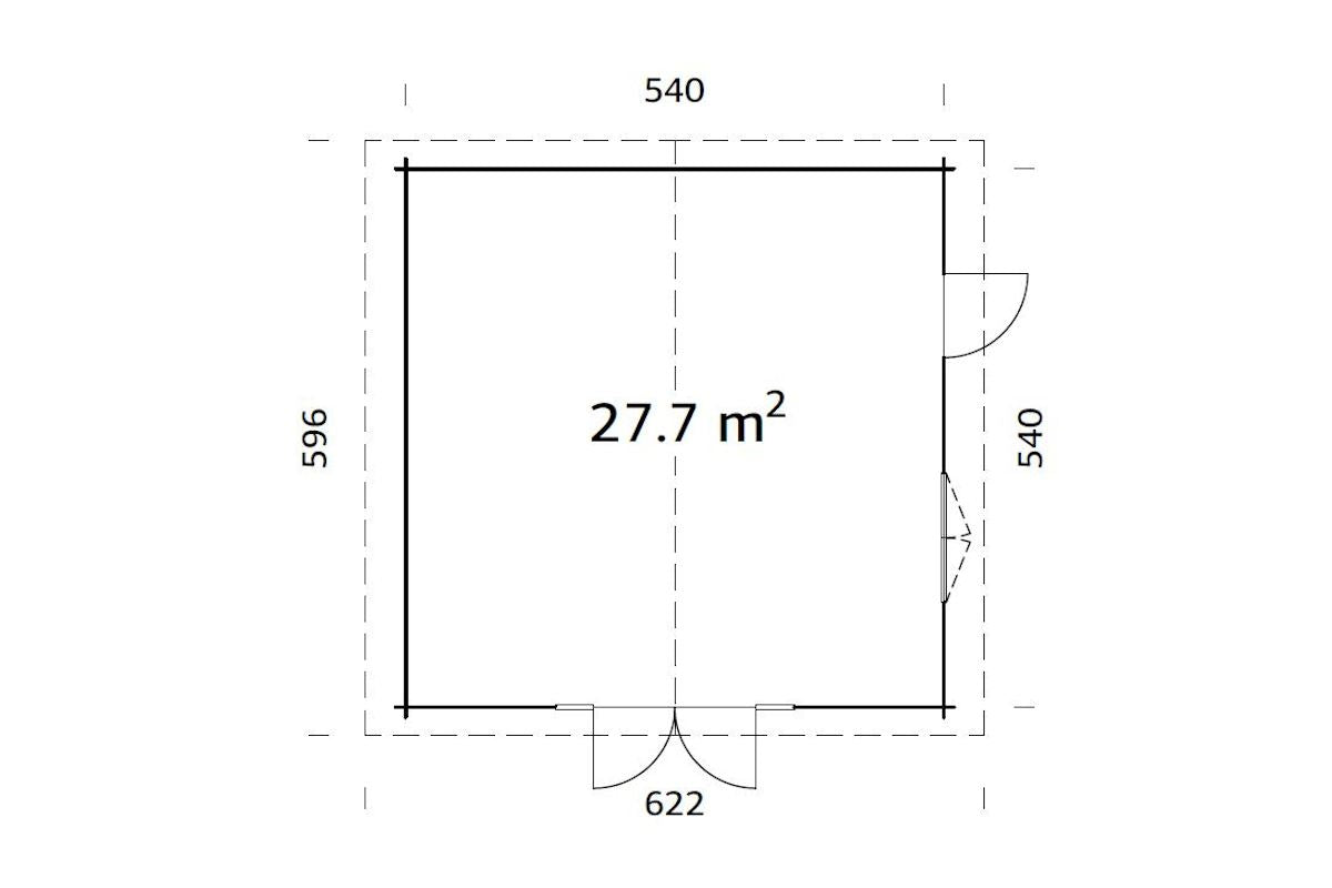 Palmako Gartenhaus Modell Irene 540 x 540 cm Grundriss