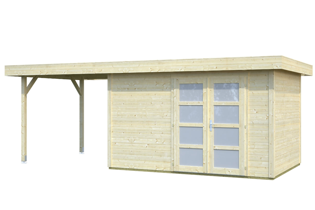 Palmako Gartenhaus Modell Lara 350 x 250 cm mit Schleppdach gespiegelt freigestellt
