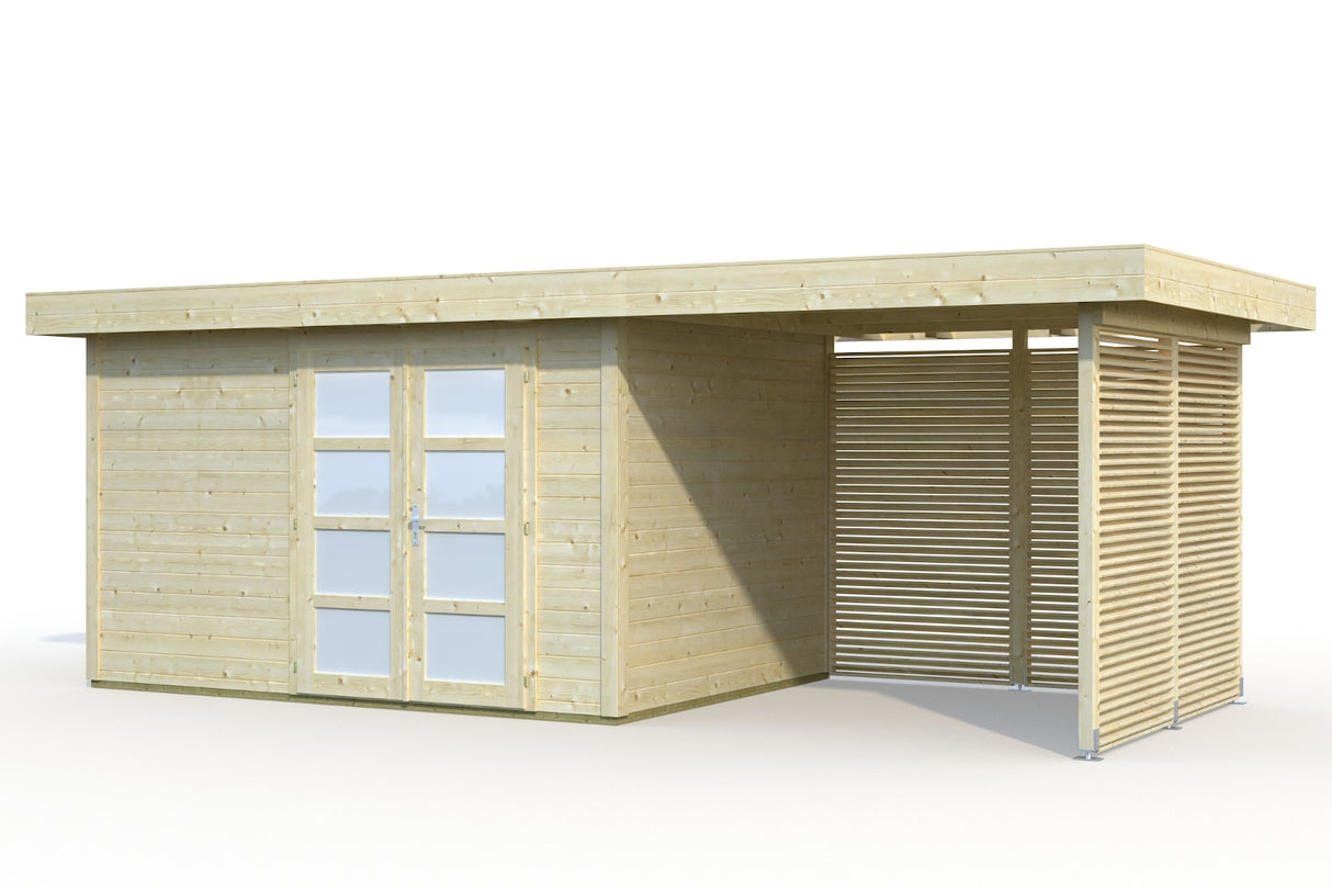 Palmako Gartenhaus Modell Lara 350 x 250 cm mit Schleppdach und Wandelementen freigestellt