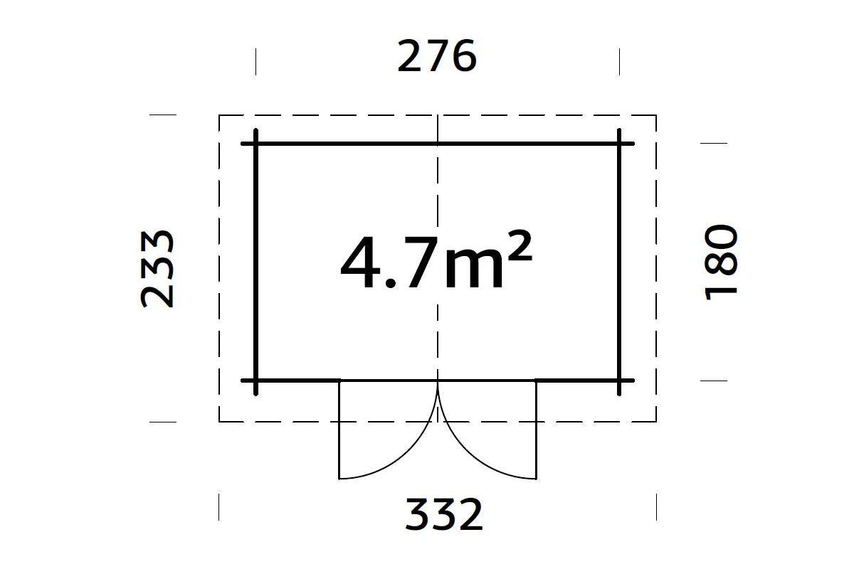 Palmako Gartenhaus Modell Valentine 276 x 180 cm Grundriss