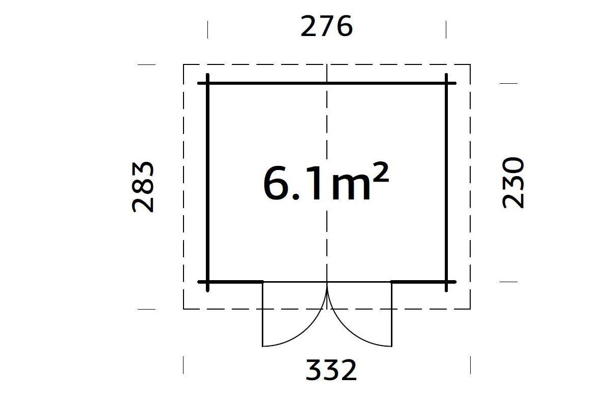Palmako Gartenhaus Modell Valentine 276 x 230 cm Grundriss