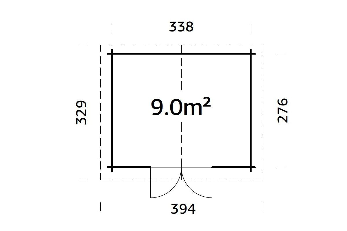 Palmako Gartenhaus Modell Valentine 338 x 276 cm Grundriss