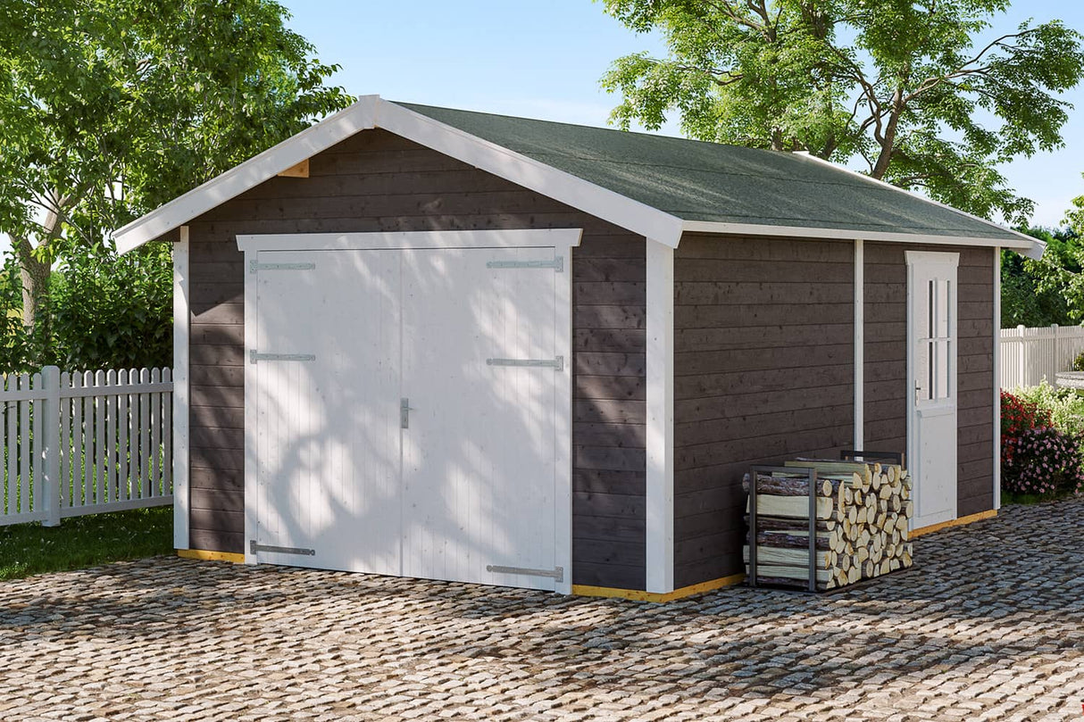 Skan Holz Holzgarage Varberg 1 schiefergrau