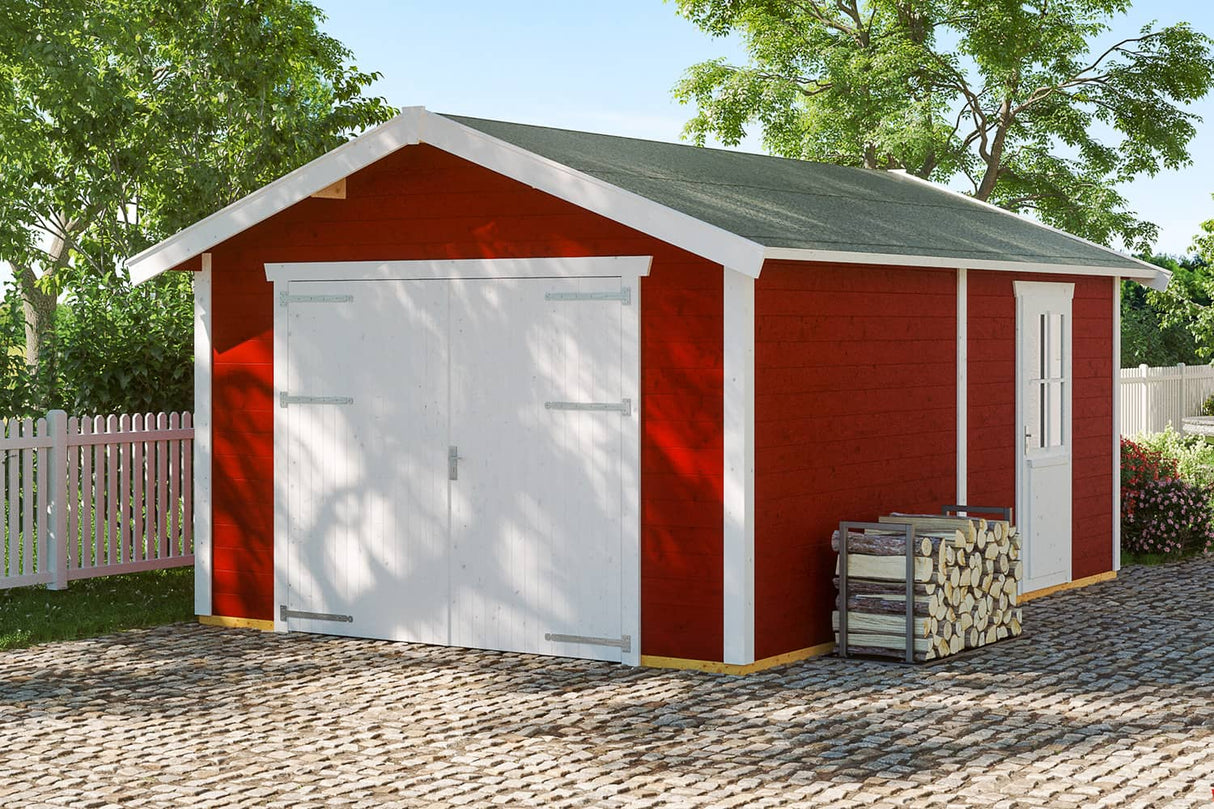 Skan Holz Holzgarage Varberg 1 schwedenrot