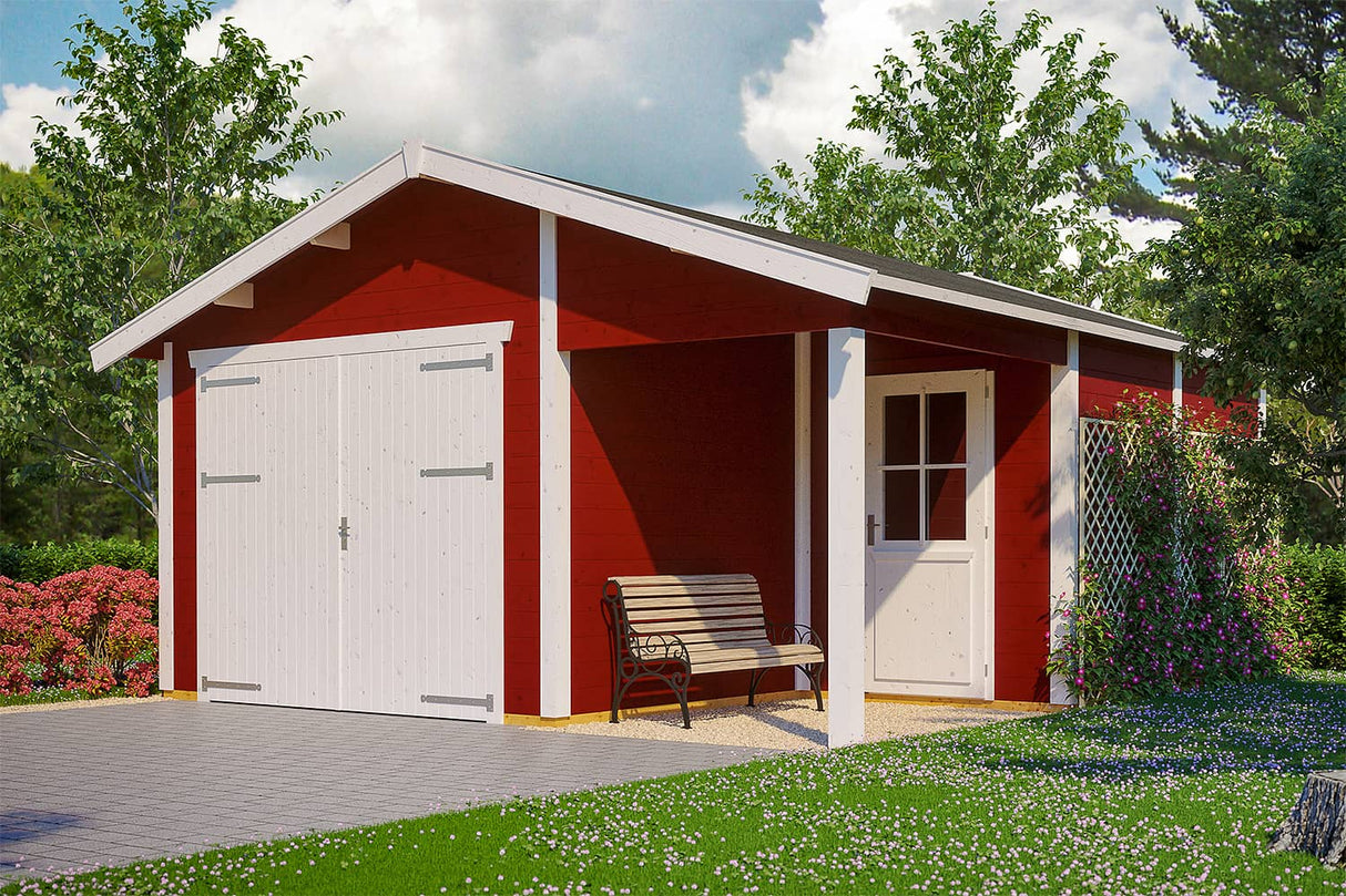 Skan Holz Holzgarage Varberg 2 schwedenrot