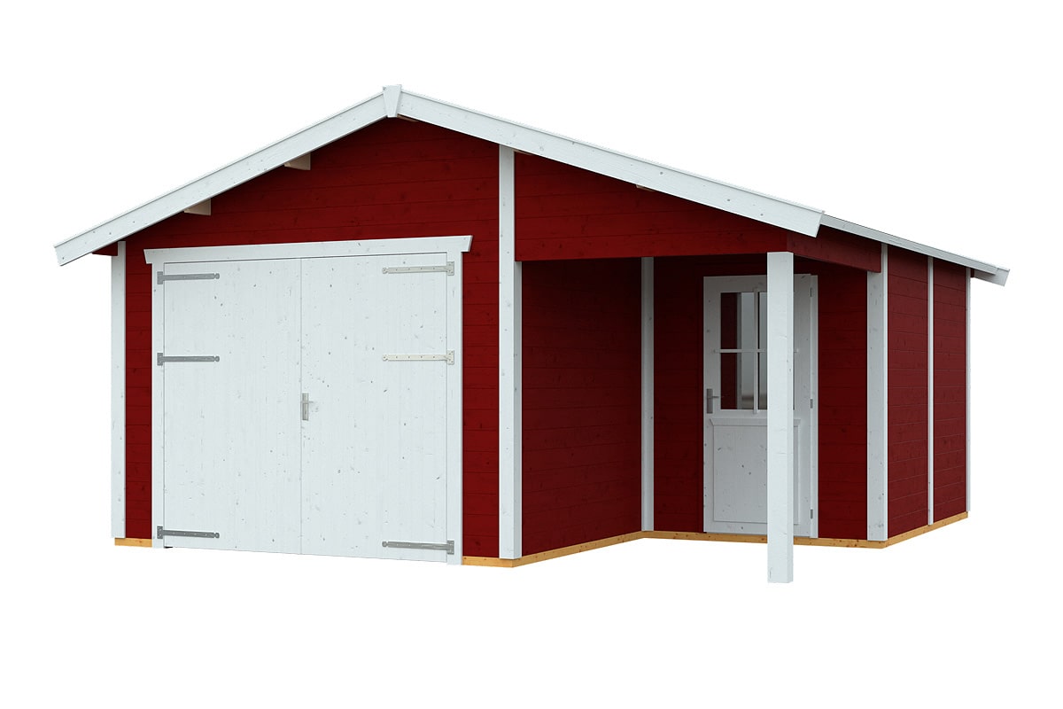 Skan Holz Holzgarage Varberg 2 schwedenrot freigestellt