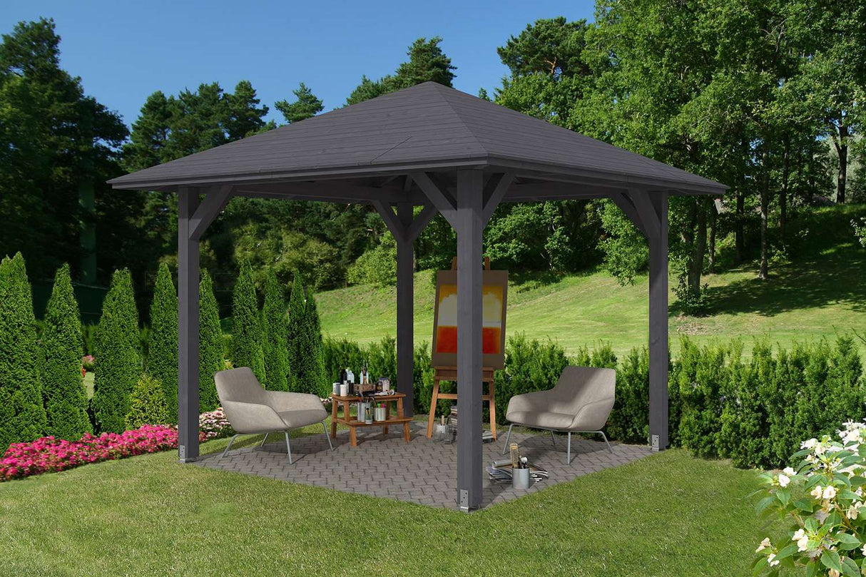 Skan Holz Pavillon Modell Cannes 1 schiefergrau