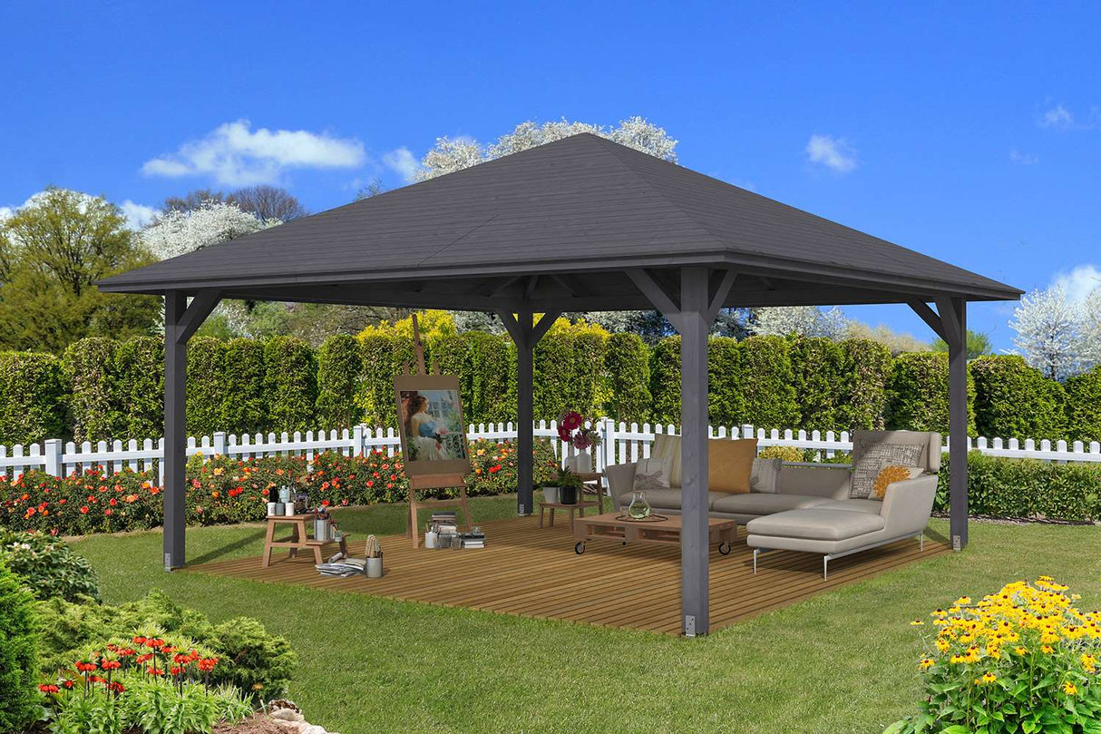 Skan Holz Pavillon Modell Cannes 4 schiefergrau